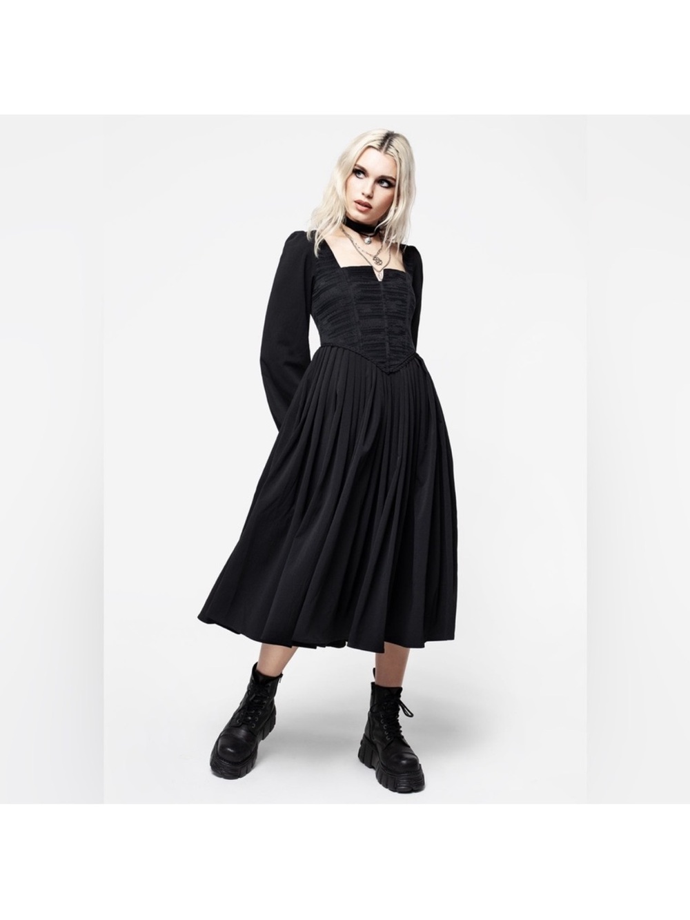 Disturbia Black Mina Corset Dress Goth Whimsigoth Vampire Halloween Szs 10/12 - Picture 11 of 12